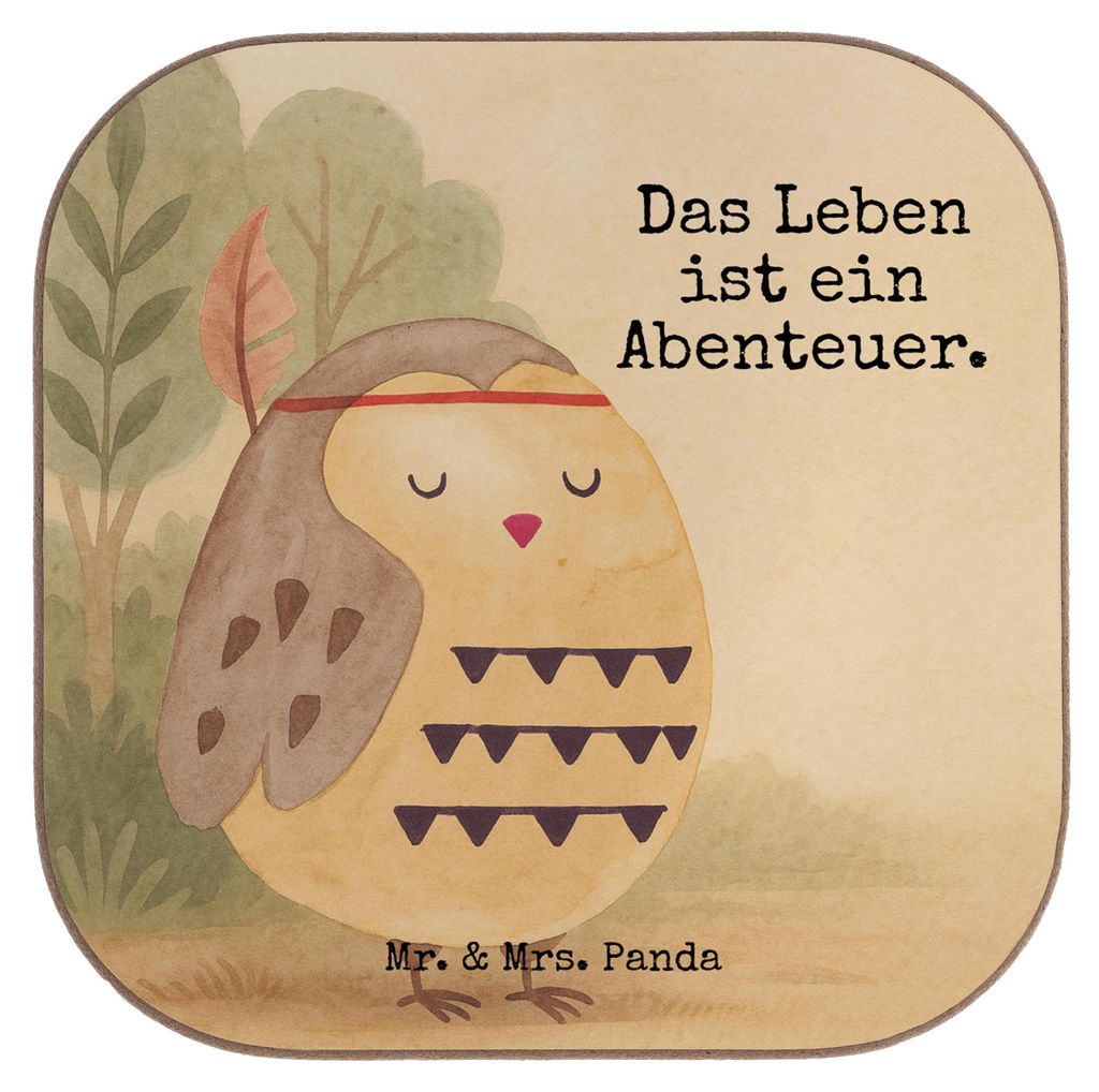 Mr. & Mrs. Panda Untersetzer für Gläser Eule Federschmuck Design - Weiß - Geschenk, Waldtiere, Owl, gläseruntersetzer, Dekoration, Abenteuer, T...