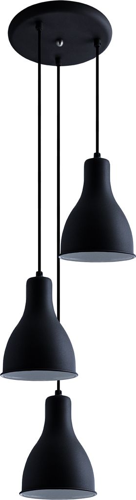 Pendelleuchte Hängelampe Esszimmer Küchenlampe Hängend Esstischlampe E27 Lampentyp 3-flammig Farbe Schwarz-Weiß