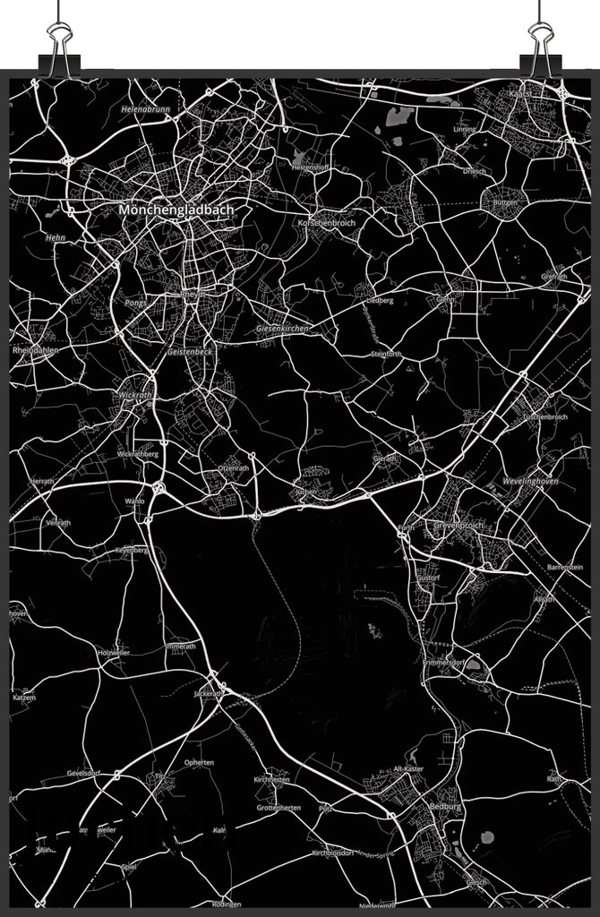 Mr. & Mrs. Panda Bild Jüchen DIN A2 - Geschenk, Stadt, Kunstdruck, Wandbild, Wanddekoration, Dorf Karte Landkarte Map Stadtplan, drucke, wanddeko