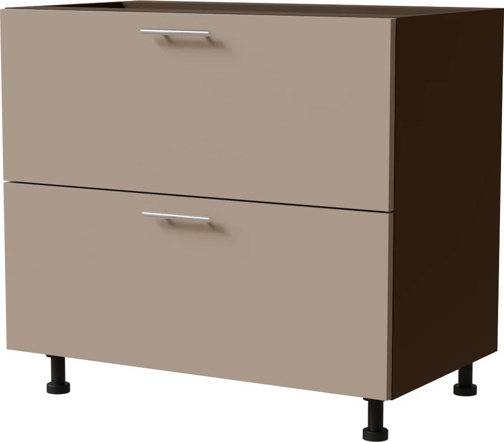 Schubladenunterschrank BRERRA 90x82cm lackiert Ausführung wählbar BR-D2 - 90,RAL 1016 graubeige Matt,lava,Blum Metabox (Teilauszug)