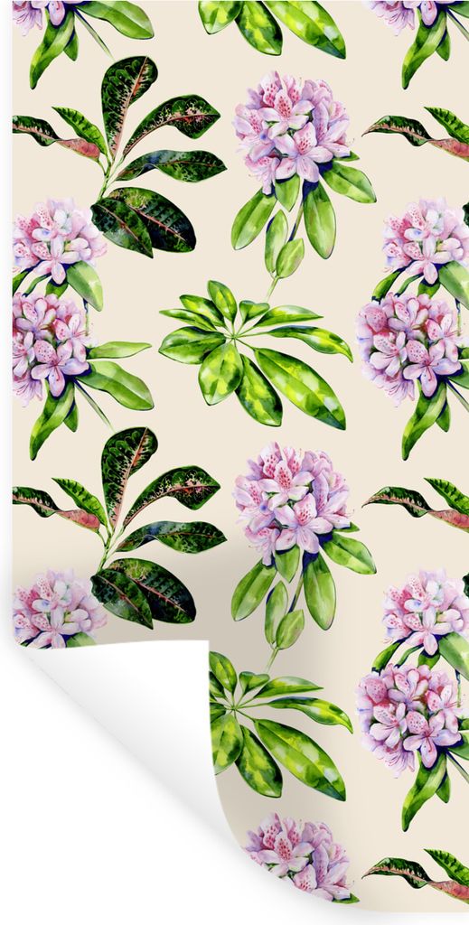 MuchoWow Wandtattoo Wandsticker Wandaufkleber Hortensien - Pflanzen - Muster 20x40 cm Selbstklebend und Repositionierbar - Selbstklebend - Fotota...