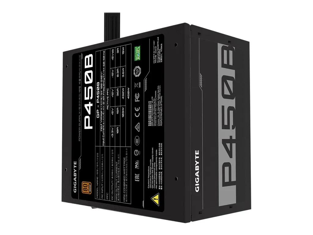 Alimentation PC 450W Gigabyte P450B Certification 80 Plus Bronze ATX