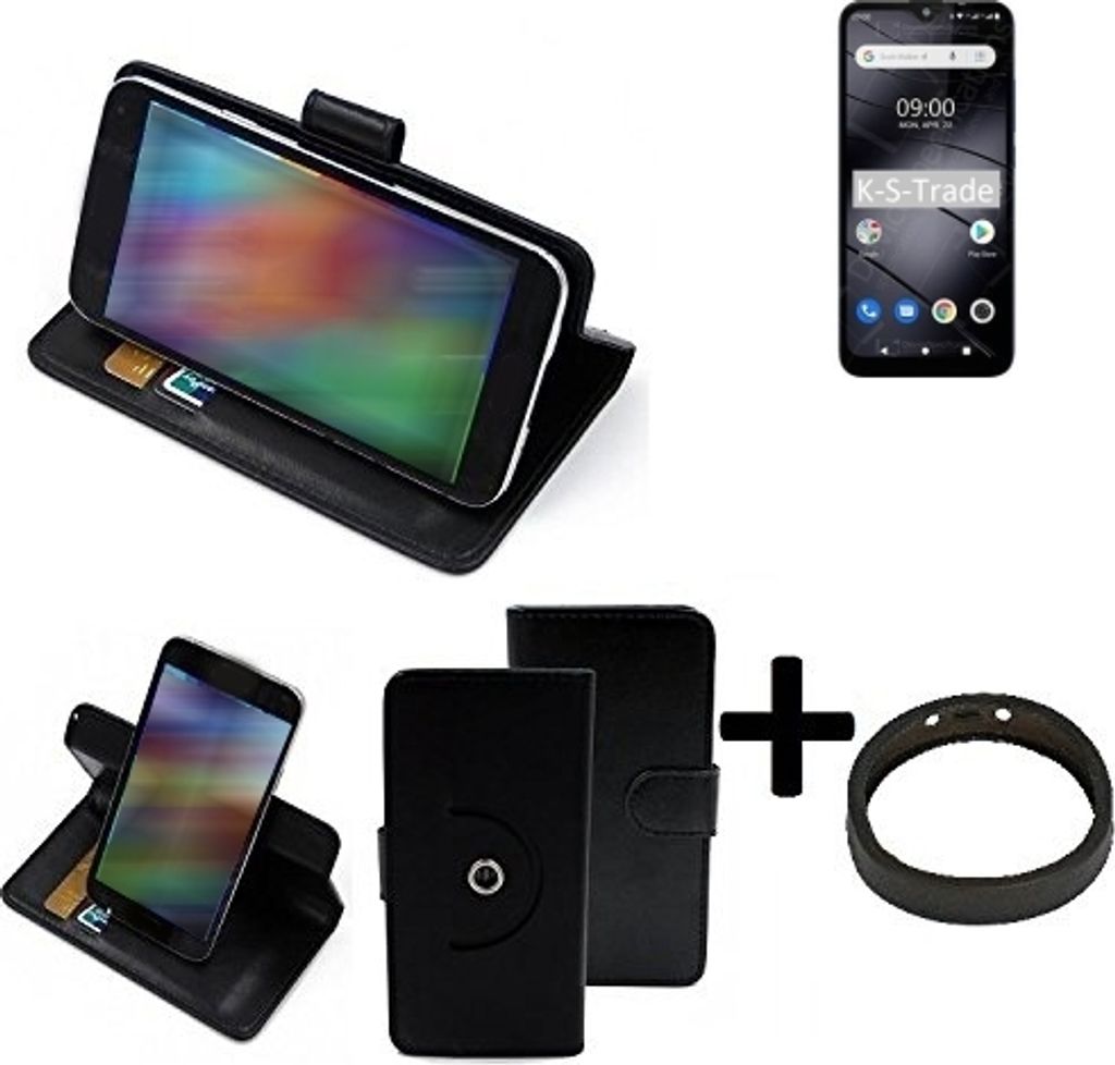 K-S-Trade Case Schutz Hülle kompatibel mit Gigaset GS110 + Bumper Handy Hülle Flipcase Smartphone Cover Handy Schutz Tasche Walletcase schwarz