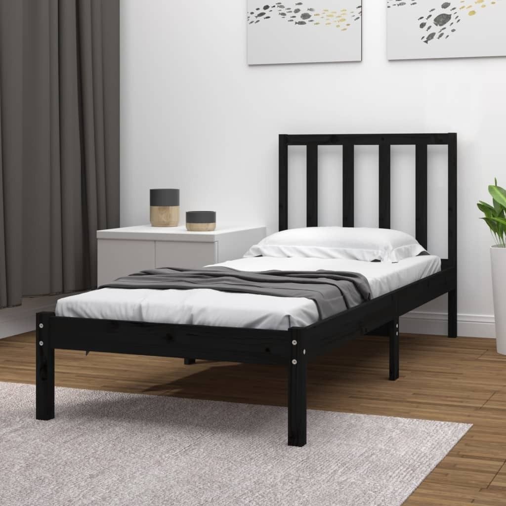 Maison Exclusive - Massivholzbett Schwarz Kiefer 75x190 cm