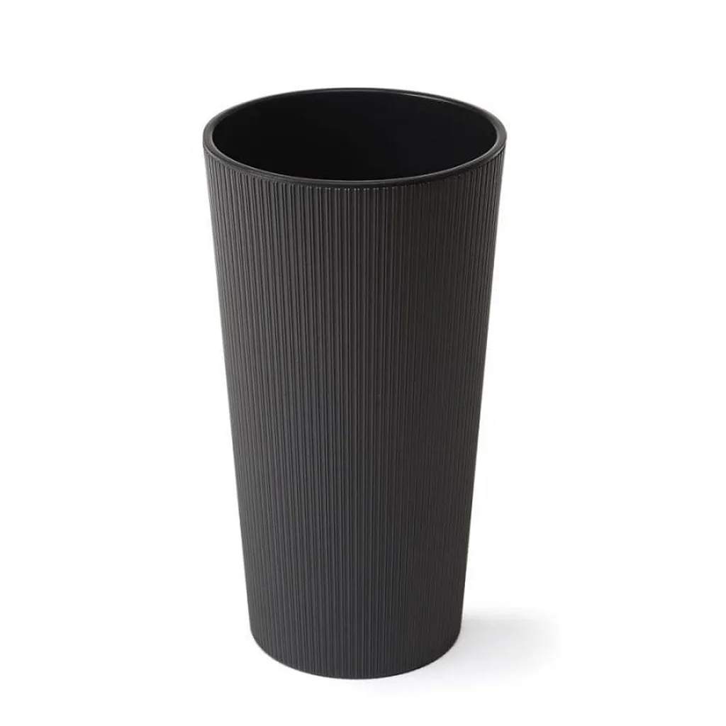 Pot de fleurs LILIA JUMPER Graphite 25cm avec Structure à Rayures