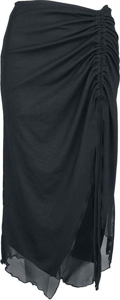 Banned Alternative Mittellanger Rock Damen Umbra Mesh Ruched Skirt schwarz XL