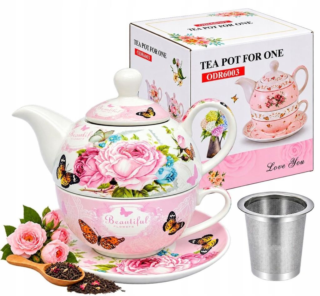 Teeservice Porzellantasse und Teekanne 400ml Geschenk für Produktbild 