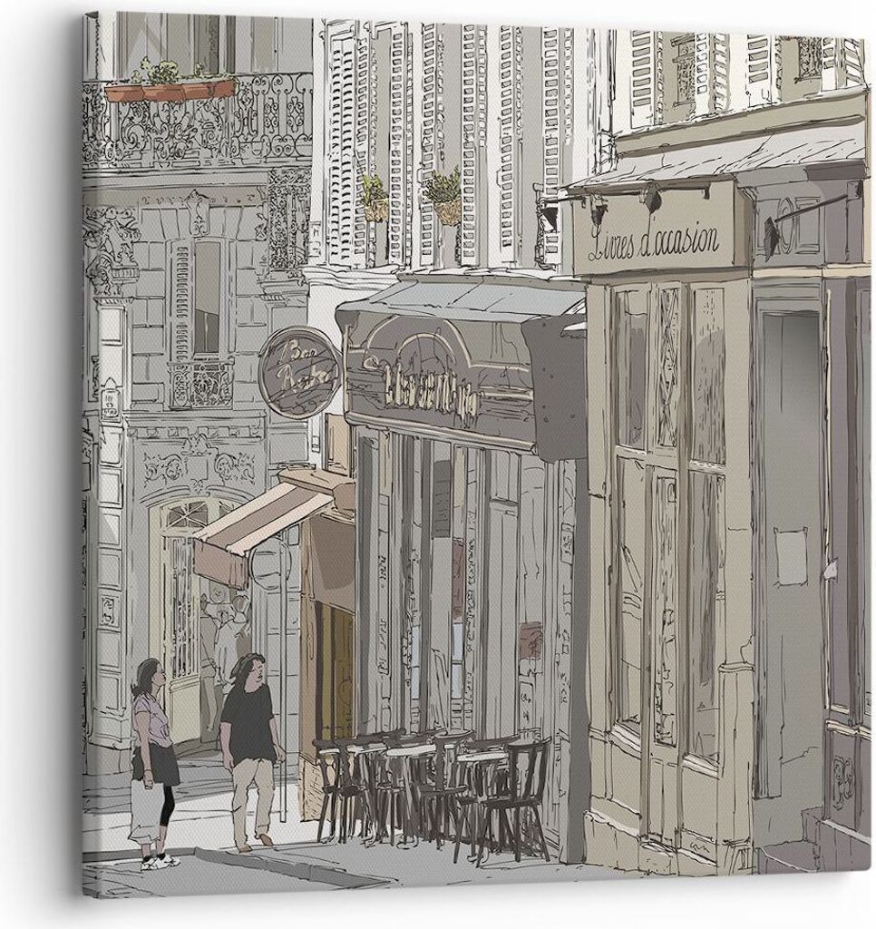 Bild auf Leinwand - Leinwandbild - Einteilig - Architektur Zeichnen Montmartre - 30x30cm - Wand Bild - Wanddeko - Wandbilder - Leinwanddruck - Bild...