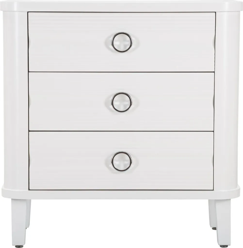 Chiffonnier blanc Shine en bois et métal avec tiroirs de rangement