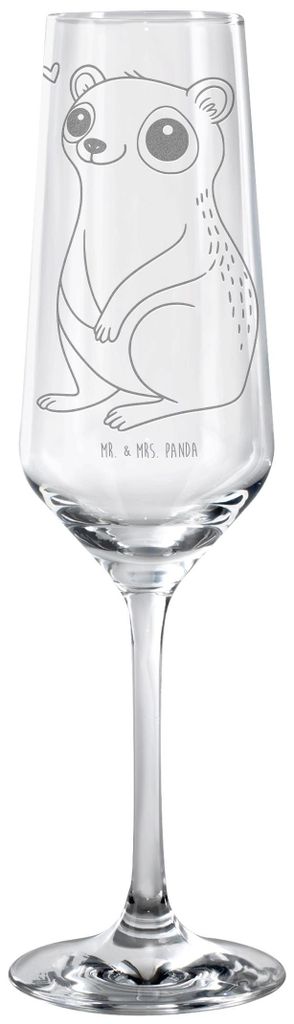 Mr. & Mrs. Panda Champagnerglas Plumplori Glücklich - Transparent - Geschenk, Sektflöte, Glas, Sektglas, Sektkelch, Glück, Niedlich, dekorglas, ...