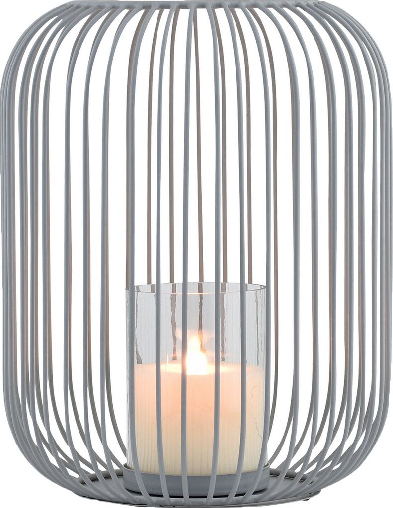 Marrakesch Skandinavische Deko Windlichter Metall Draht & Glas 27cm groß grau | Windlicht Teelichthalter Tesour als Gartendeko & Wohnzimmer Tisch ...