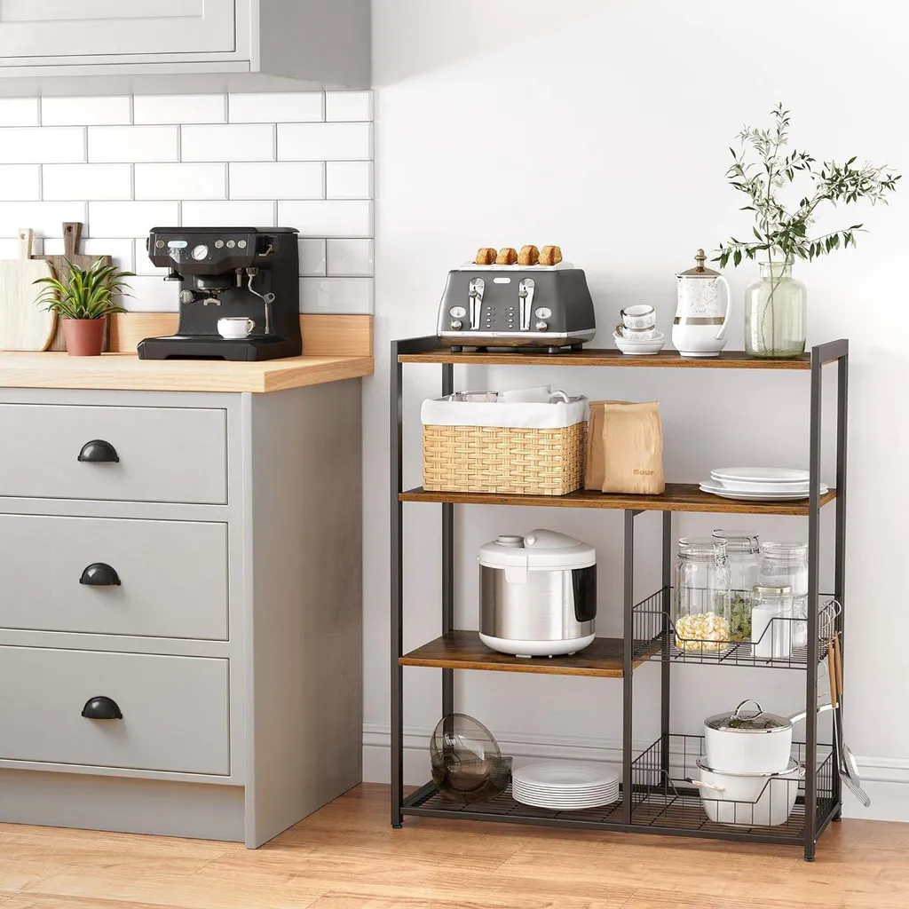 Meuble Rangement Cuisine KKS96X : Structure Métal et Finition Bois - 3