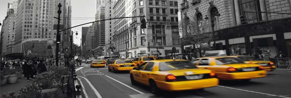 Poster New York Taxis Jaunes avec Kit de Suspension en Alu 93,5 cm