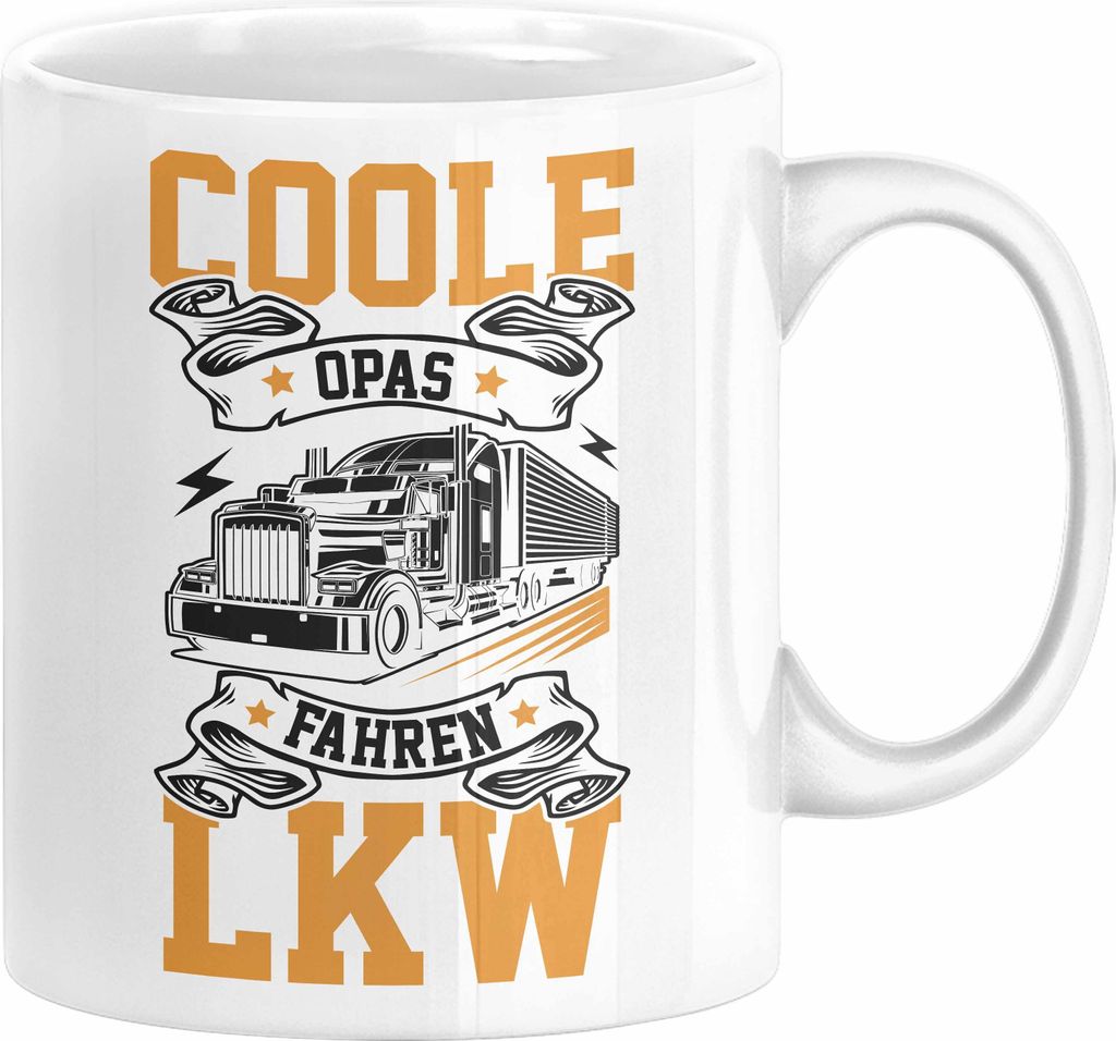 LKW Opa Geschenk Tasse Coole Opas Fahren LKW Vatertag Opa Geschenkidee Geburtstag Lastkraftwagen-Fahrer Fernfahrer (Weiß)