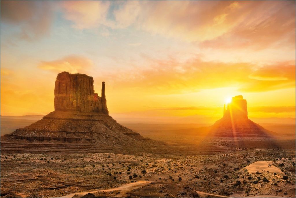 Wallario selbstklebendes Poster - Monument bei Sonnenuntergang, Größe: 100 x 150 cm