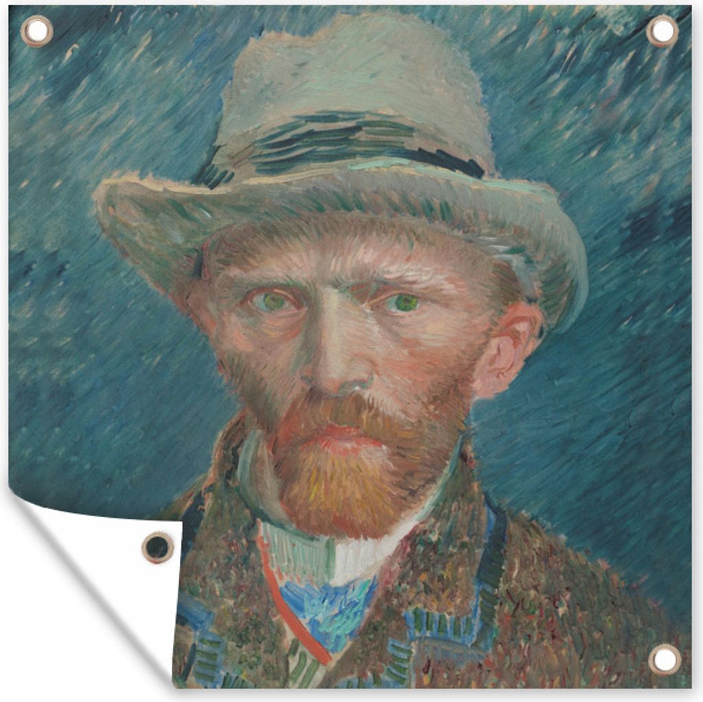 MuchoWow 50x50 cm Outdoor-Poster Gartendeko Sichtschutz Garten Poster für den Garten Selbstporträt 1887 - Gemälde von Vincent van Gogh