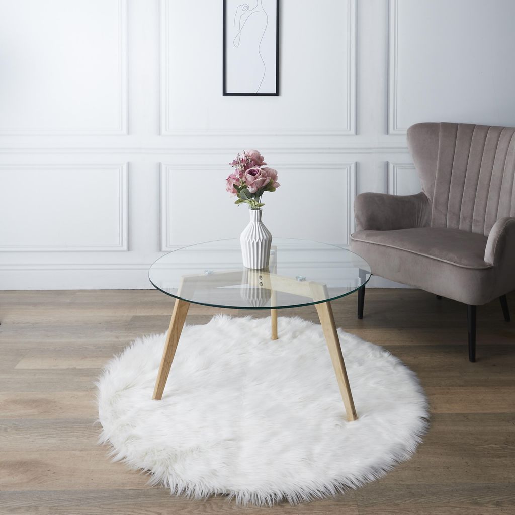 Table Basse - HOME DECO FACTORY - Ronde - En Verre et Bois Image du produit 