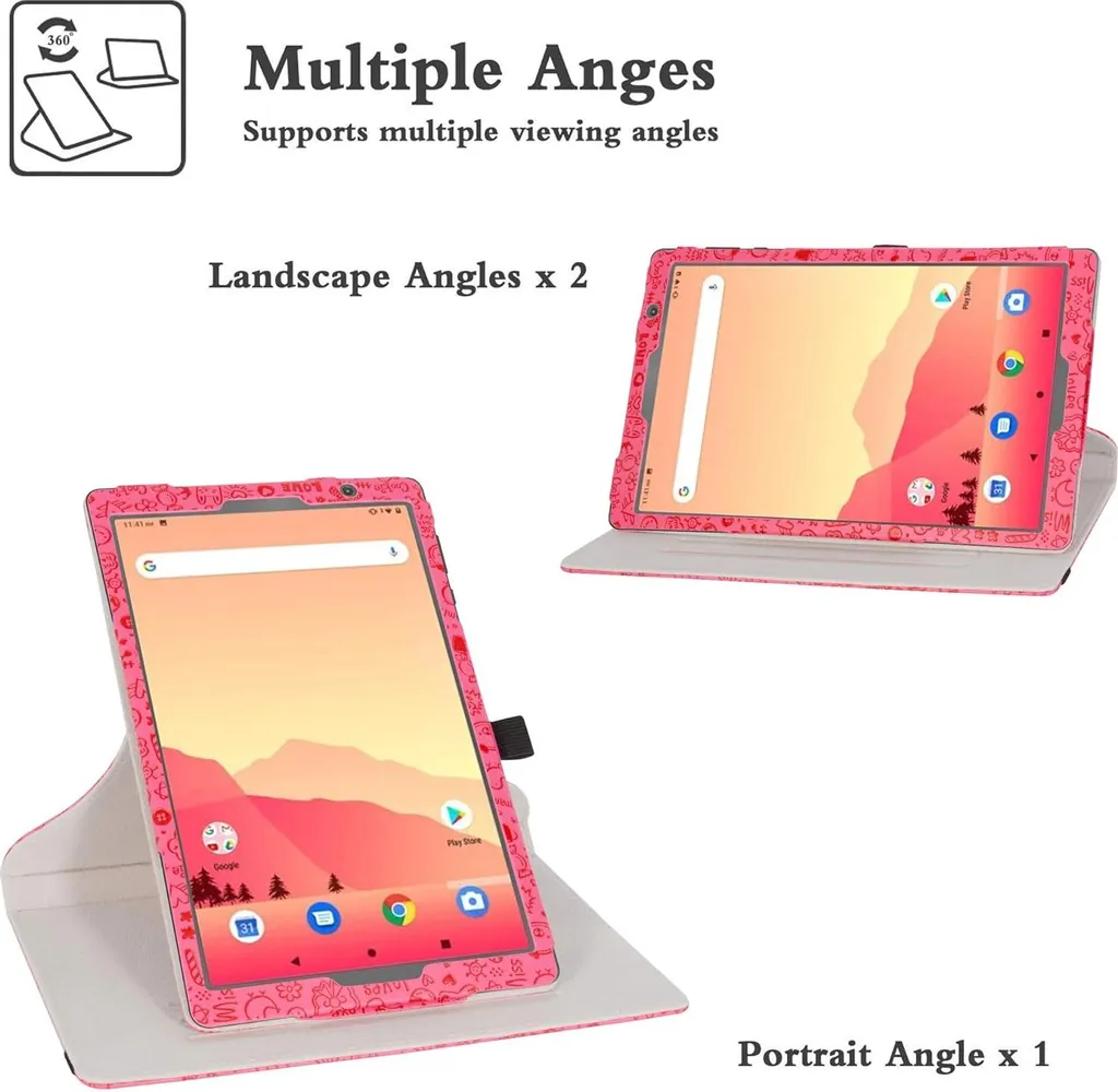 Étui pour tablette Matrixpad S20 rose à motifs avec support intégré