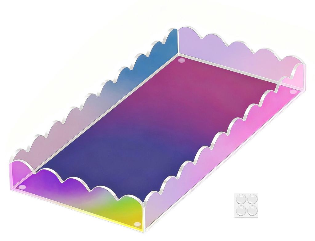 1/2 Stück Acryl-Badezimmerablage, Mehrzweck-Seifenspender, Parfümhalter, Aufbewahrungstablett, rechteckiges, dekoratives Tablett mit gewelltem Ra...