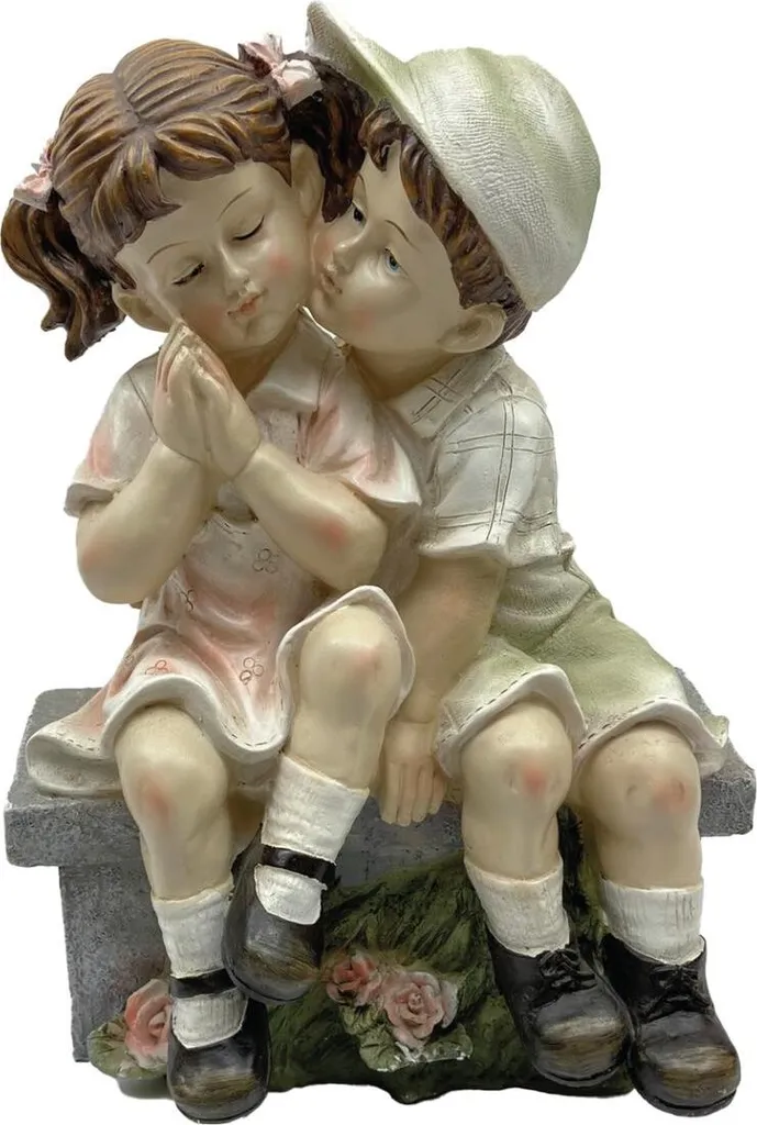 Statue Déco Prodex en Résine Fille et Garçon - Finition Antique 35 cm