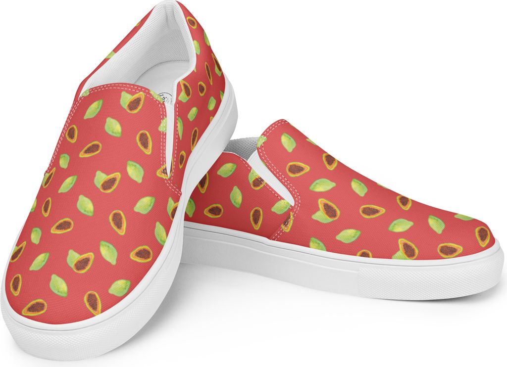 Mr. & Mrs. Panda Damenschuhe Obst Papaya Größe 35 1/2 - Rot - Geschenk, Mokassins, Slipper, Loafer Damen, Papayas, Papapya Muster