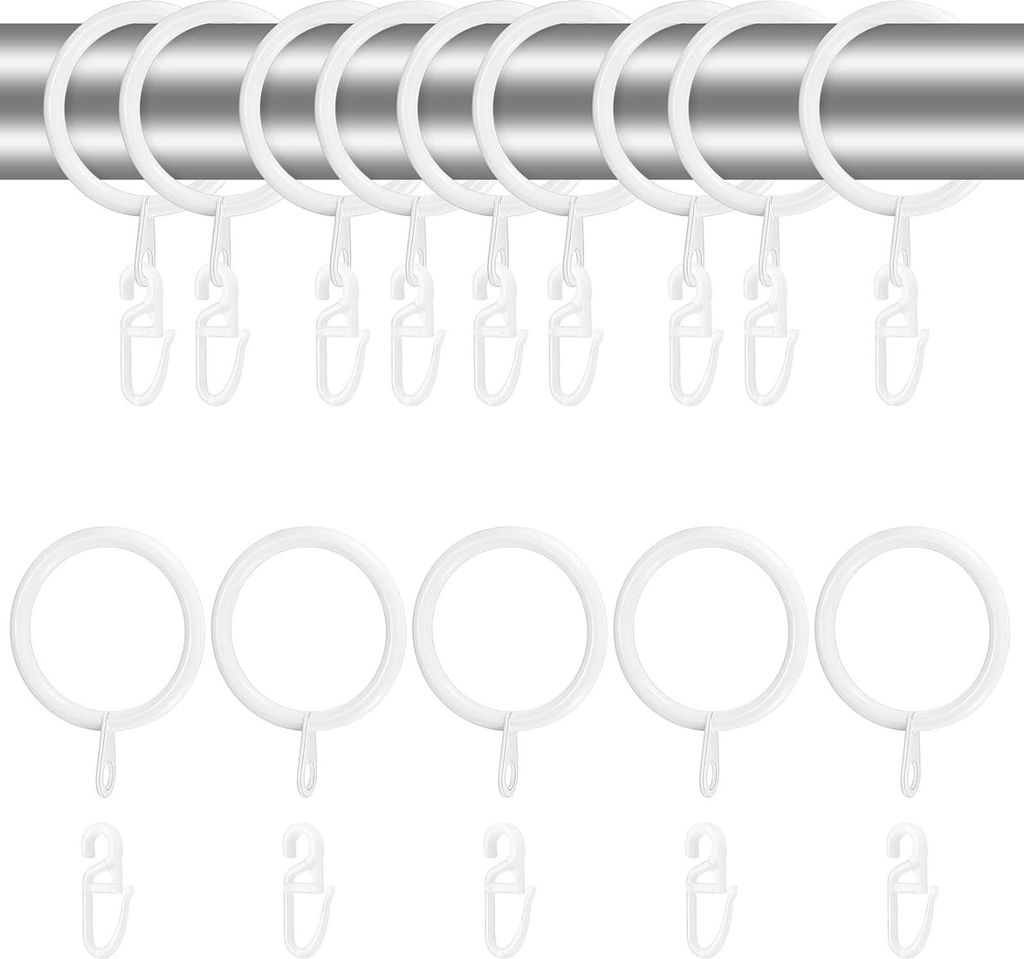 MODFU Gardinenringe, 50x Metall Vorhangringe, Gardinenringe für Vorhänge, Duschvorhang, Rundringe zum Aufhängen, Robust, Einfach zu Installieren...