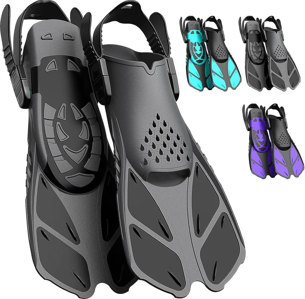 Palmes de natation réglables et compactes Noir pour adulte Taille L-XL