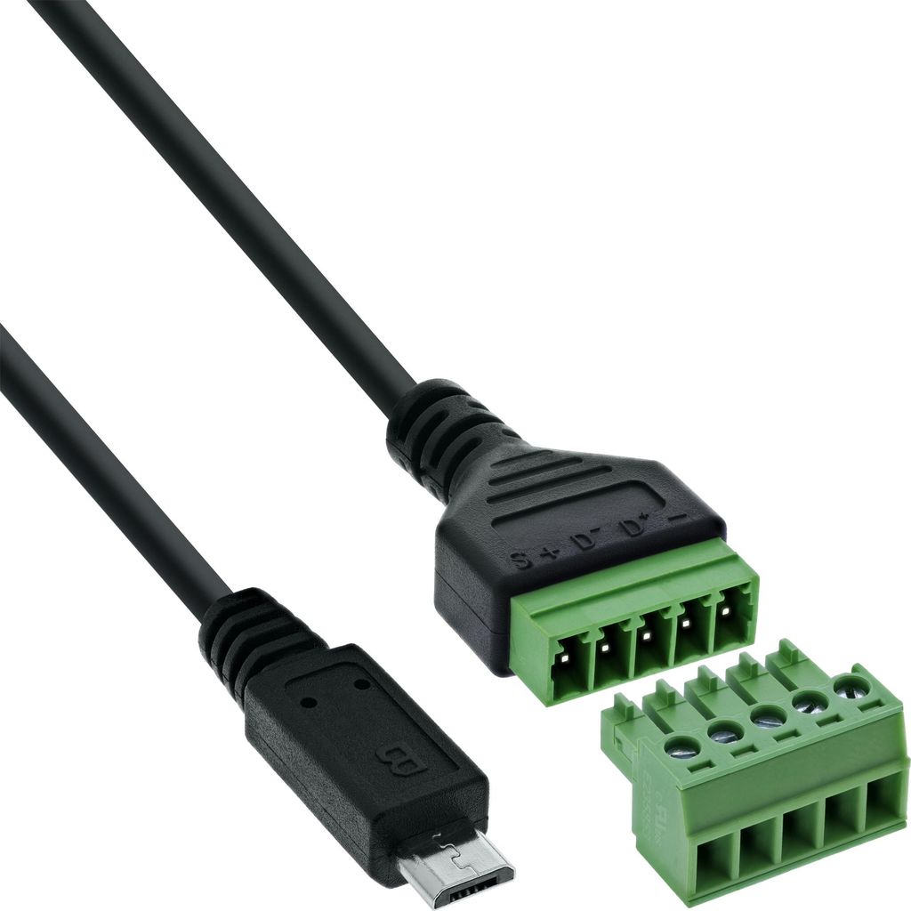 InLine Micro USB Stecker an Terminalblock, 5-polig, mit Kabel