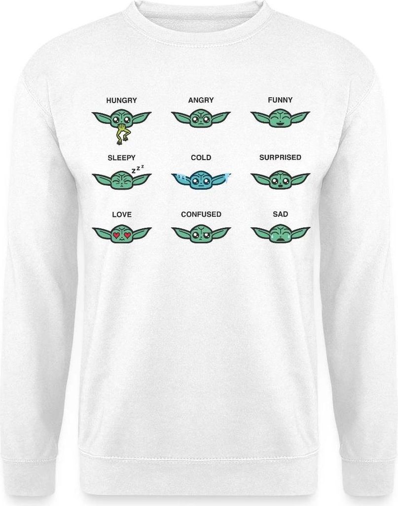 Star Wars: Mandalorian Grogu Emotionen Uni Pullover, S, Weiß