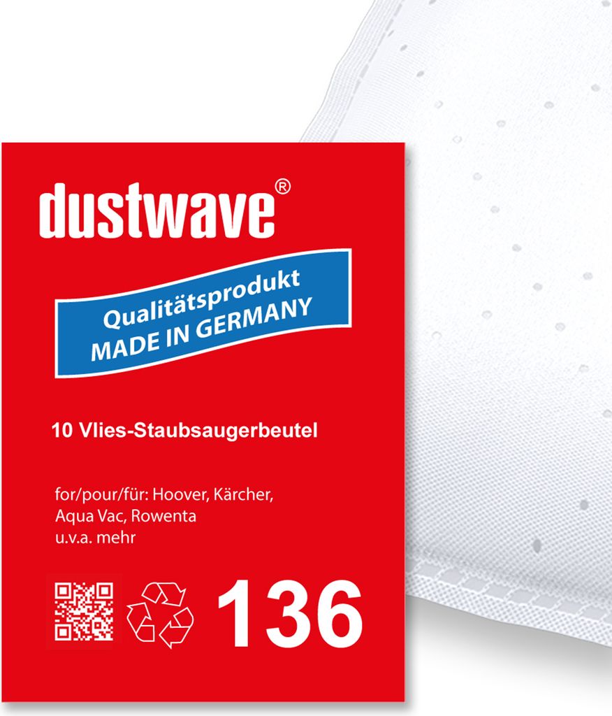 10 Staubsaugerbeutel | Staubsack (ca. 20 L) passend für Aqua Vac (Shop Vac) - Boxer von dustwave Microvlies-Markenstaubbeutel – Germany