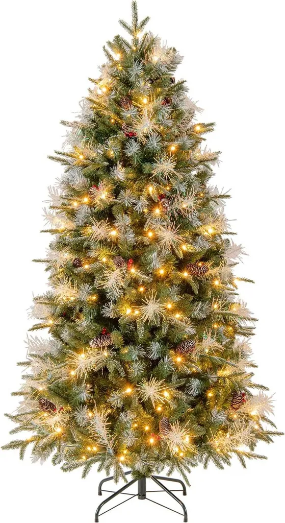 Grand sapin de Noël 180 cm prêt à décorer avec LED pour salon familial