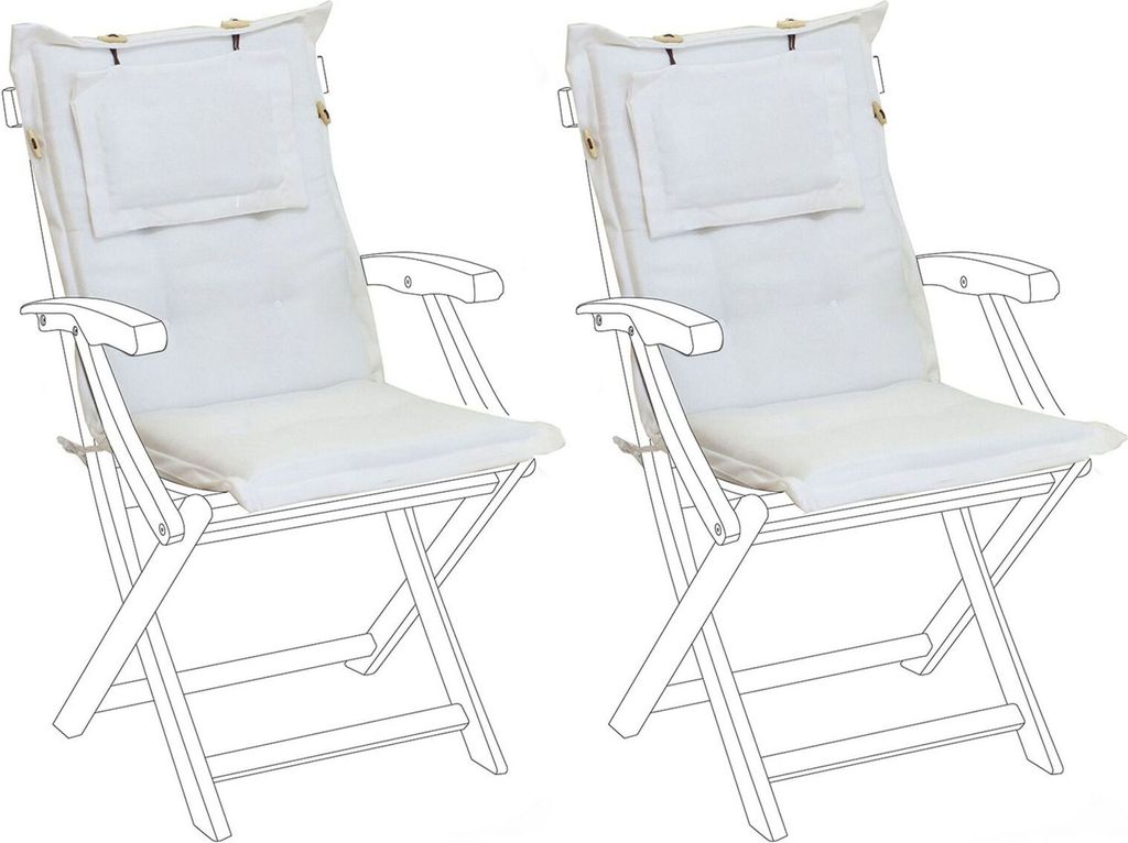 BELIANI Auflage für Gartenstuhl Cremeweiß Polsterbezug 2er Set Gartenmöbel