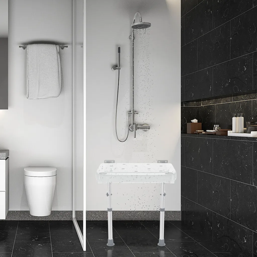 LZQ Siège de Douche Pliable Mural avec Pieds en Aluminium Antidérapant