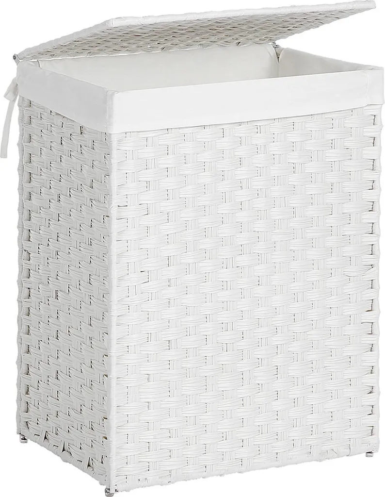 Panier à linge blanc polyrotin ventilé pour stopper les mauvaises odeurs