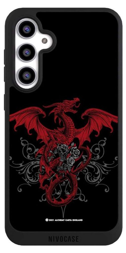 NIVOCASE Handyhülle für Samsung Galaxy S23 FE Hülle NIVOpure Case Schwarz Drache Gothic Rot