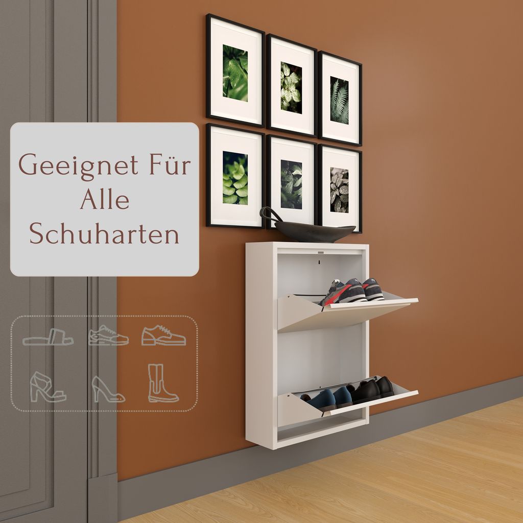 Schuhkipper, Metall 50 x15 x70 cm, weiß RAL 9003