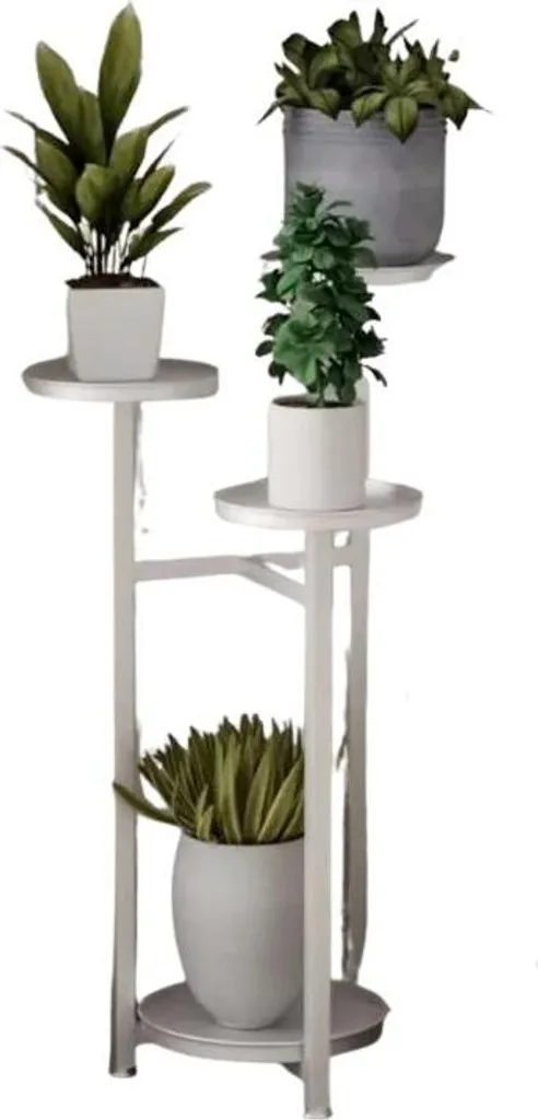 Support pour plantes design blanc à plusieurs niveaux - Hauteur 80 cm