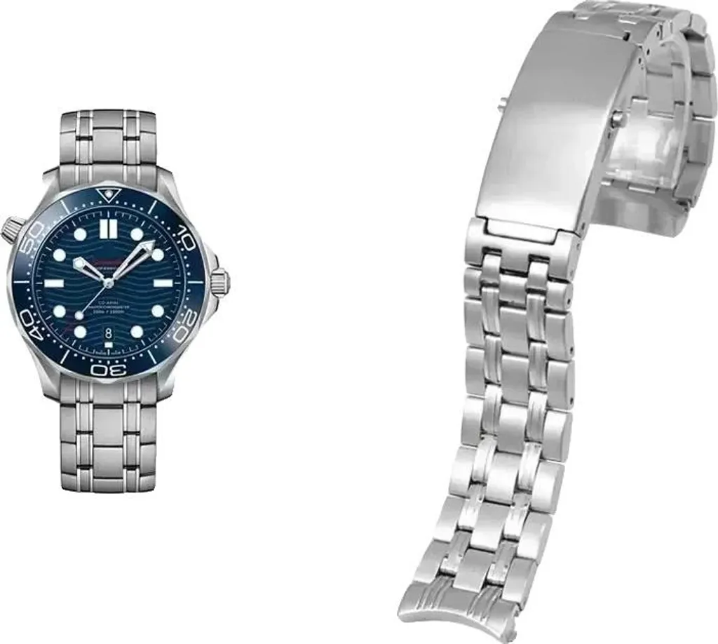 Bracciale Acciaio 22mm per Orologio - Design 9 Perle Argento Comfort Fit