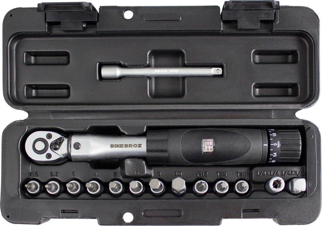 Momentschlüssel Fahrrad Tim Torque Pro 1-4 Zoll 15-teilig mit 2-24 Nm Momentmutter-Schlüssel kleine Motorrad Werkzeugset