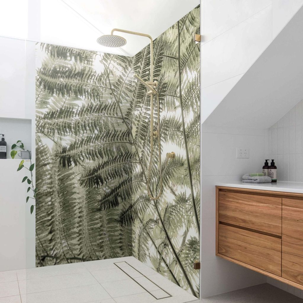 Duschrückwand mit Motiv selbstklebend - 0.35 mm Wandpaneel wasserfest Design grün Motiv Badrückwand fugenlos Smart matt 80x200 cm