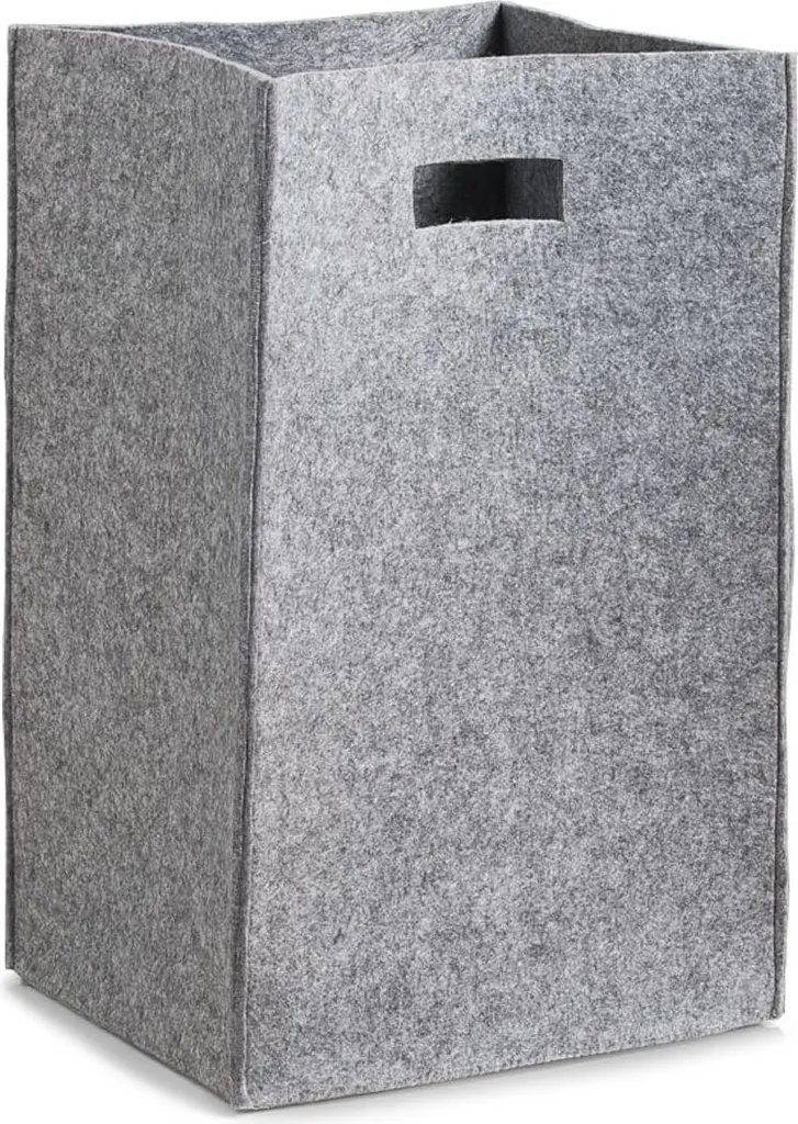Corbeille à linge en feutre souple gris 55 cm de haut avec poignées