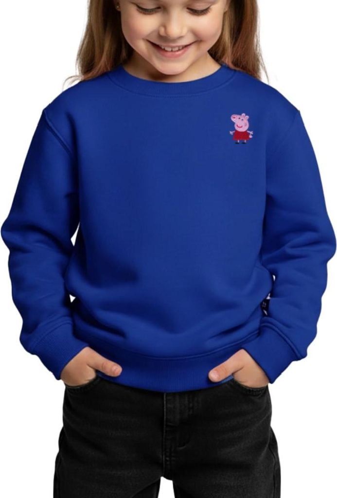 Spreadshirt Peppa Wutz Brustdesign Stick Kinder/Teenager Premium Pullover, 122/128 (6 Jahre), Royalblau