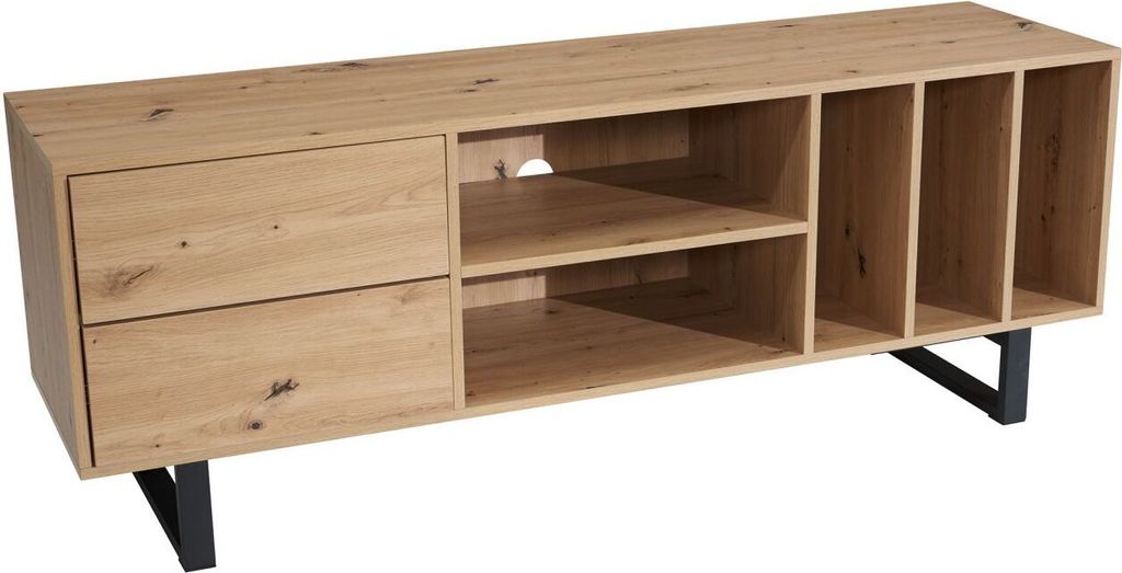 Lowboard Eiche-Nachbildung 150x55x40 cm TV-Kommode Modern, Design TV-Schrank Hoch, Fernsehtisch Fernsehschrank mit Schubladen & Regal, Fernsehkommo...