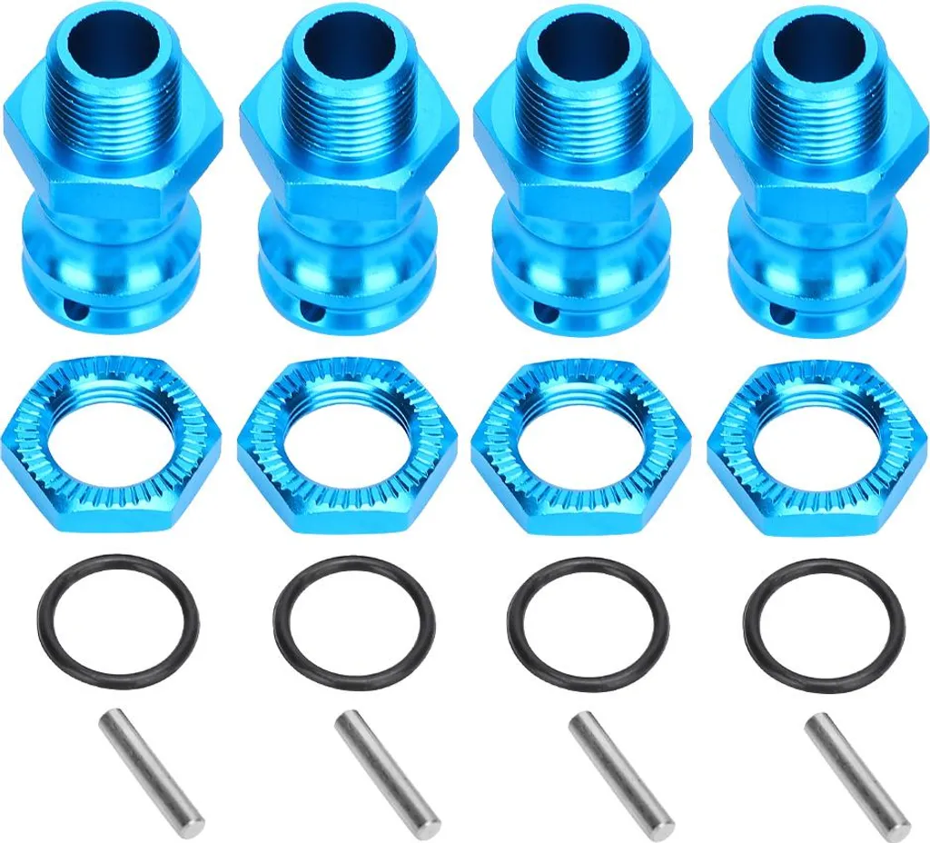 Kit 4 Adattatori Estensione Ruota 17mm a 23mm Alluminio Blu RC 1/8
