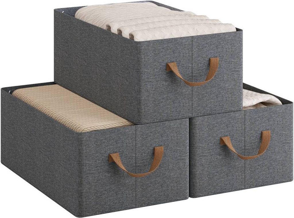 WOLTU Aufbewahrungsboxen 3 Stück, Organizer Box, Stapelboxen faltbar, Grau : 26L(47x28x20 cm) Größe: 26L(47x28x20 cm)
