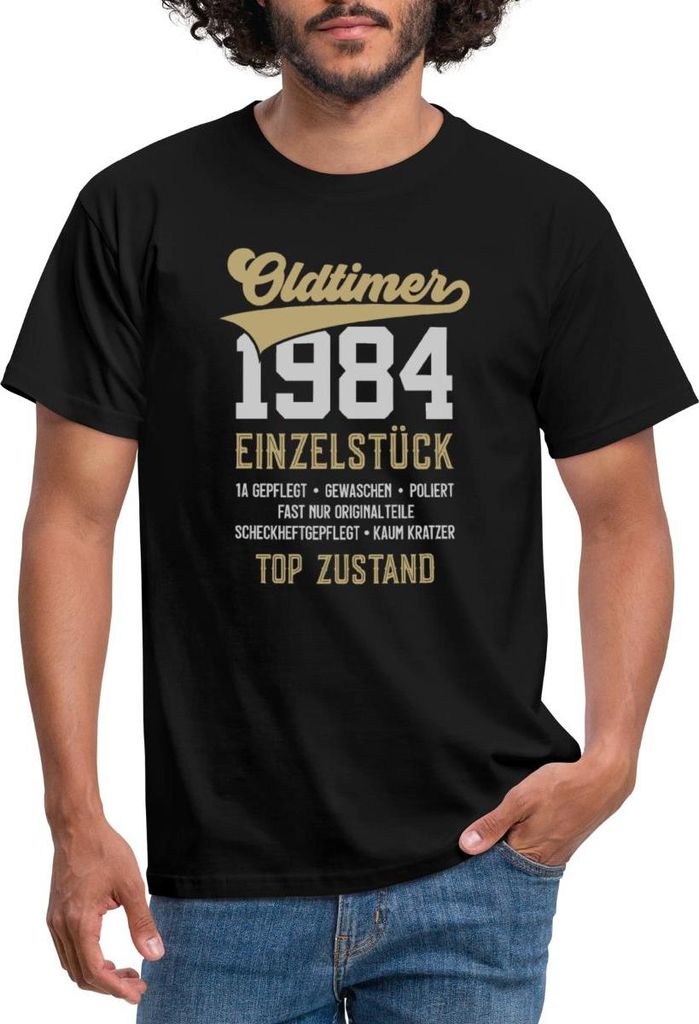 Spreadshirt 40. Geburtstag 1984 Geburtstag Geschenk Oldtimer Geschenkidee Männer T-Shirt, 3XL, Schwarz