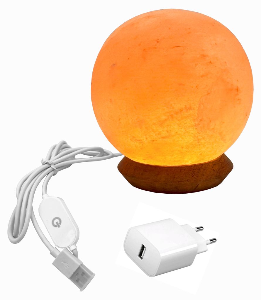 HAF Dimmbare USB Salzlampe BALL Rosa aus Kristallsalz – Produktbild 