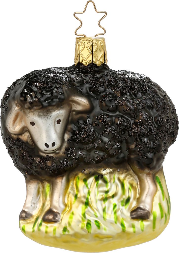 Christbaumschmuck Anhänger Glas Schaf 8cm Schwarz
