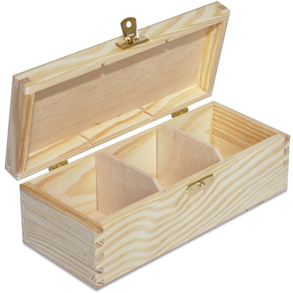 Creative Deco Caja grande de madera para guardar té, 22,5 x Imagen del producto 