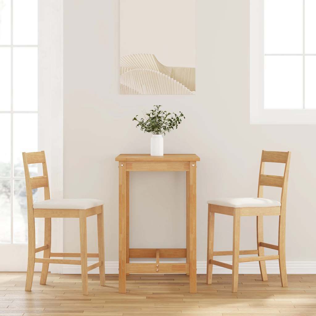 vidaXL Barhocker mit Kissen 2 Stk. Natur Massivholz Produktbild 